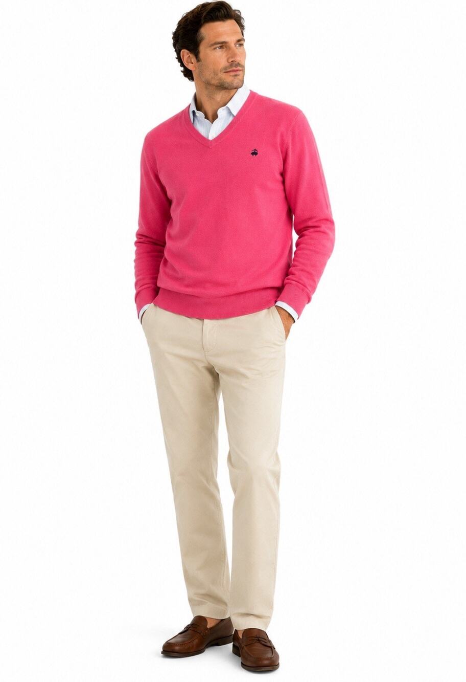 Preppy 346 Brooks Brothers V-Neck Sweater Sz XL Pink Linen Cotton summer knit
